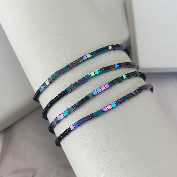 Disco Bracelet Set in Rainbow and Black
