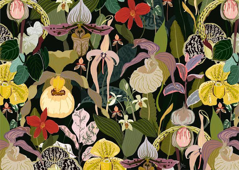 Paper Placemats - Orchids in Midnight