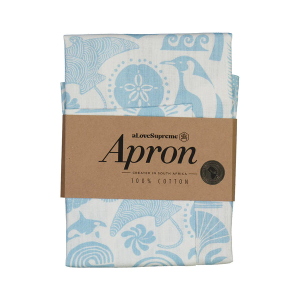 Aprons (Pocket) / Africa Deep (Light Blue on White)