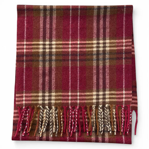 Tartan Check Preppy Scarf - Merlot