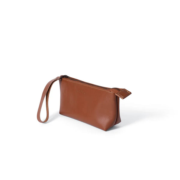 Asher Pebble Leather Wristlet - Cider Tan