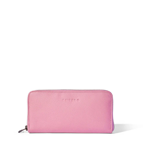 Hayley leather zip-around wallet - Sunset Pink