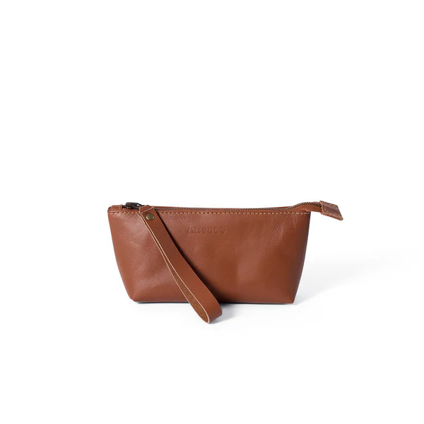 Asher Pebble Leather Wristlet - Cider Tan