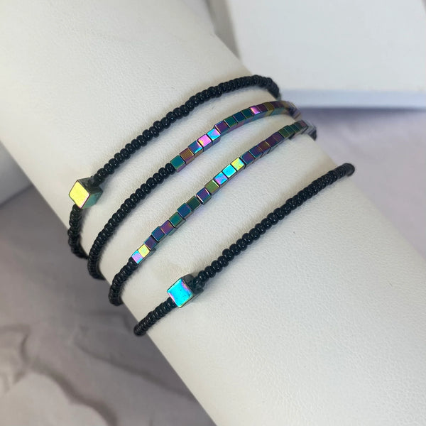Disco Bracelet Set in Rainbow and Black