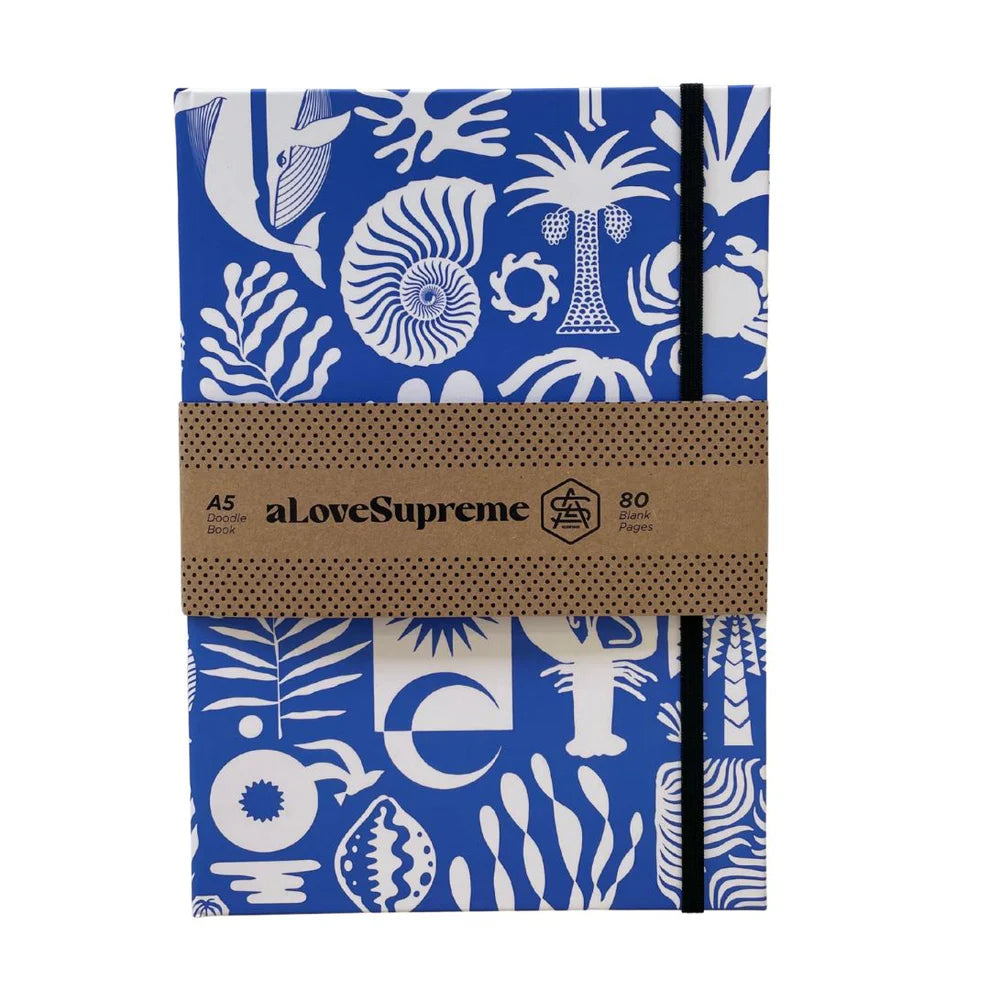 A5 Books (Blank) / Africa Deep (White on Blue)