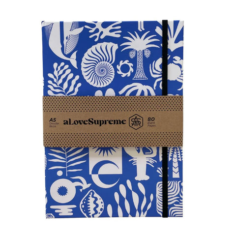 A5 Books (Blank) / Africa Deep (White on Blue)