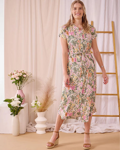 Iris - Whisper Bamboo: Classic Button up Maxi Shirt Dress