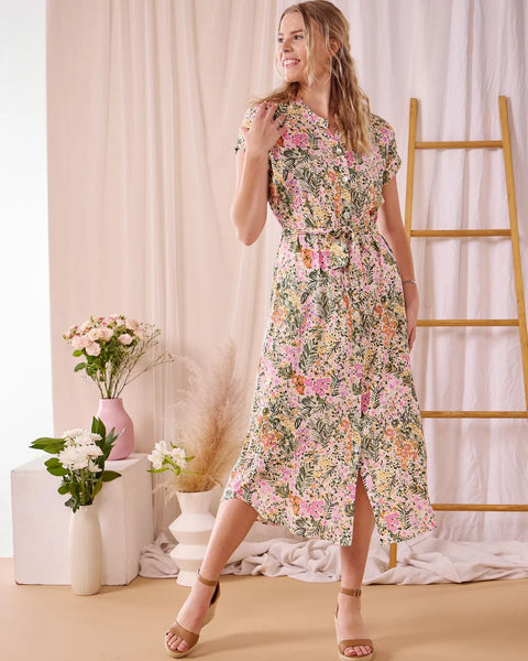 Iris - Whisper Bamboo: Classic Button up Maxi Shirt Dress