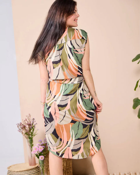 Kyla - Jungle Blossom: Cap Sleeve Midi dress with detachable belt