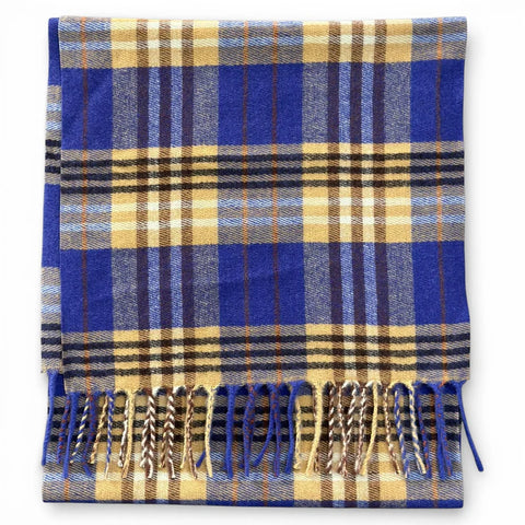 Tartan Check Preppy Scarf - Cobalt Blue