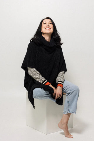 The Lana Layer Poncho | Black Shimmer