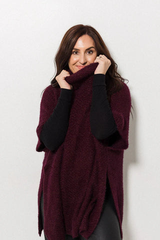 The Lana Layer Poncho | Burgundy Shimmer