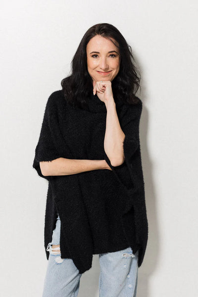 The Lana Layer Poncho | Black Shimmer