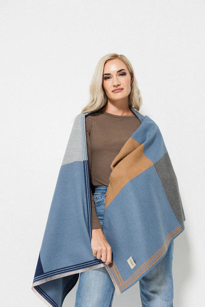 Blocked wrap | Blue/Caramel