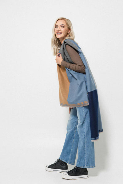 Blocked wrap | Blue/Caramel