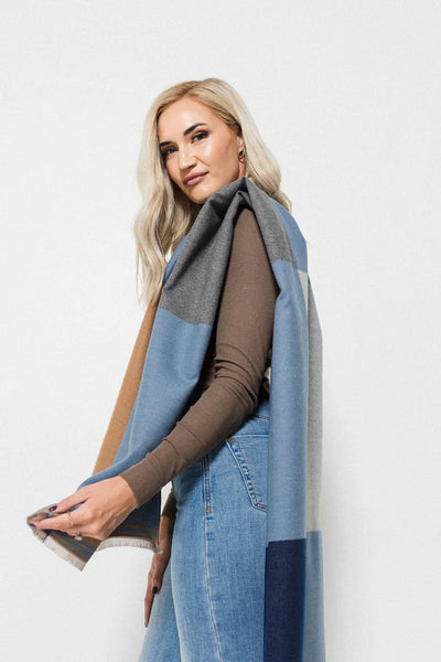 Blocked wrap | Blue/Caramel