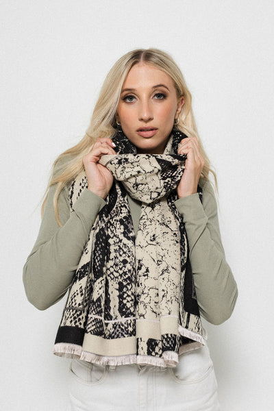 Snake Print Wrap | Ivory/Black