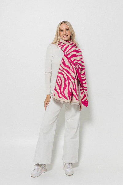 Zebra Wrap | Pink/Creme