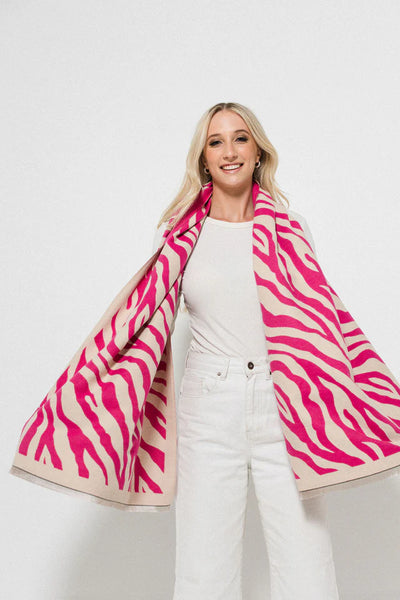 Zebra Wrap | Pink/Creme