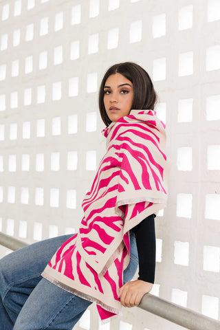 Zebra Wrap | Pink/Creme