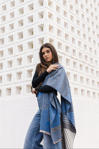 Striped Wrap | Blue/Grey