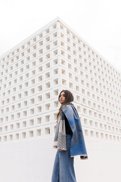Striped Wrap | Blue/Grey
