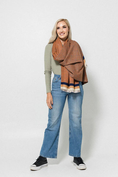 Crisscross Border Wrap | Orange