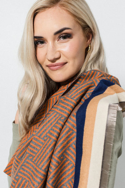 Crisscross Border Wrap | Orange