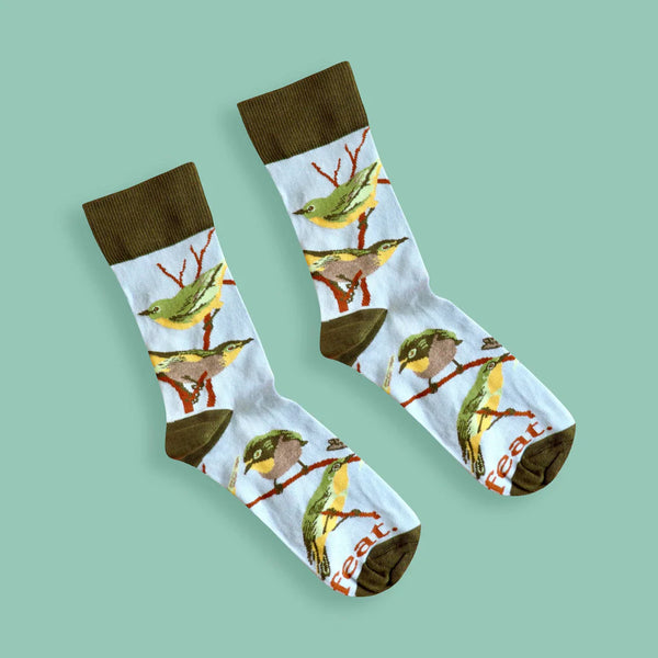 Men’s Cape White-eye Bird socks | Designer socks inspired by birds of South Africa