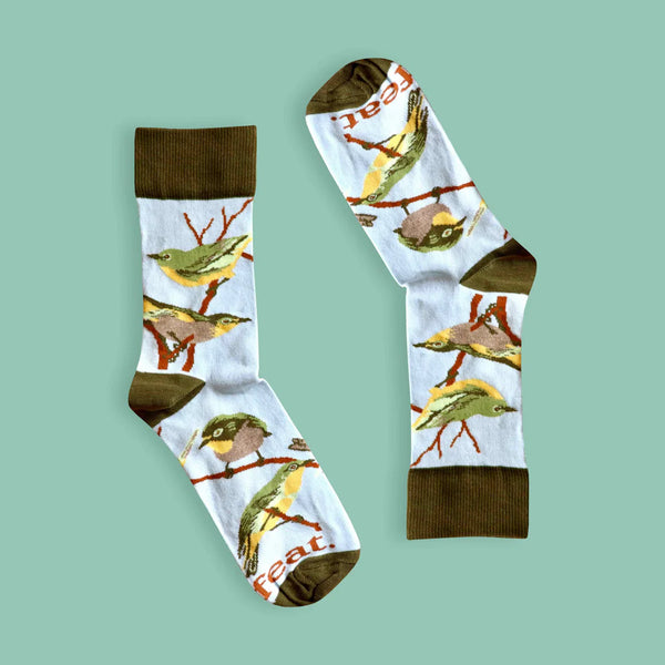 Men’s Cape White-eye Bird socks | Designer socks inspired by birds of South Africa