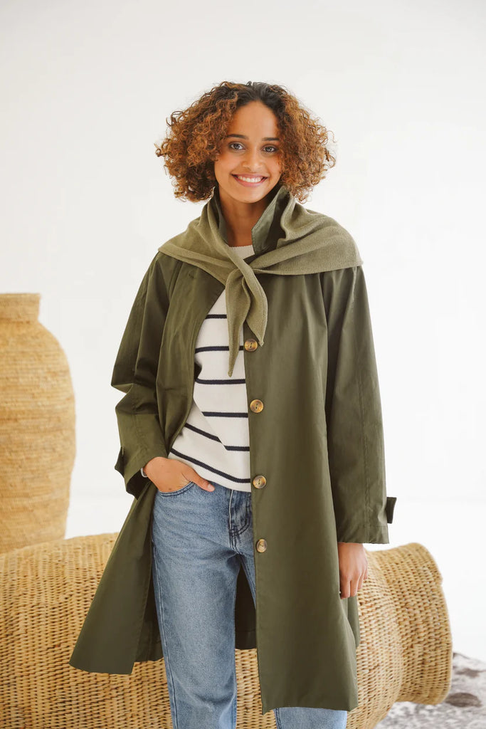 Carla Cotton Twill Coat - Olive