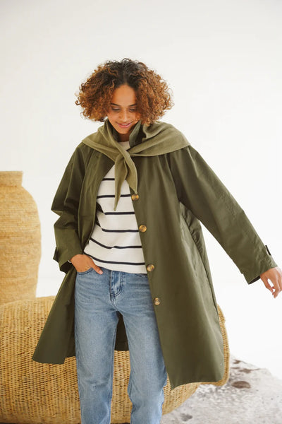 Carla Cotton Twill Coat - Olive