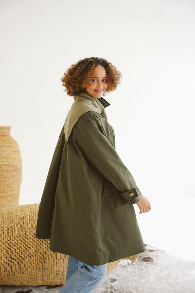 Carla Cotton Twill Coat - Olive