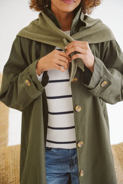 Carla Cotton Twill Coat - Olive