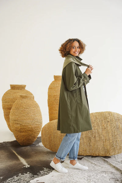 Carla Cotton Twill Coat - Olive