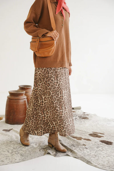Harlow Viscose Bias Skirt - Cheetah