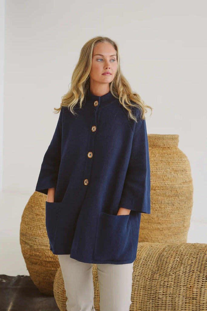 Sam Cotton Knit Jacket - Midnight Blue