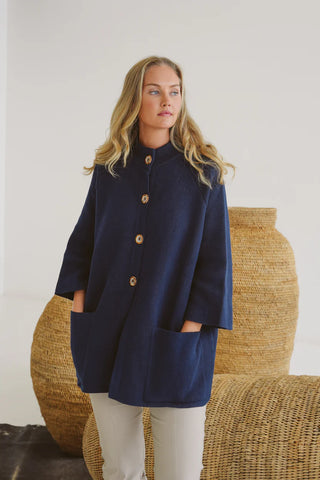 Sam Cotton Knit Jacket - Midnight Blue