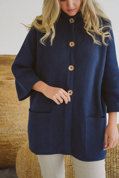 Sam Cotton Knit Jacket - Midnight Blue