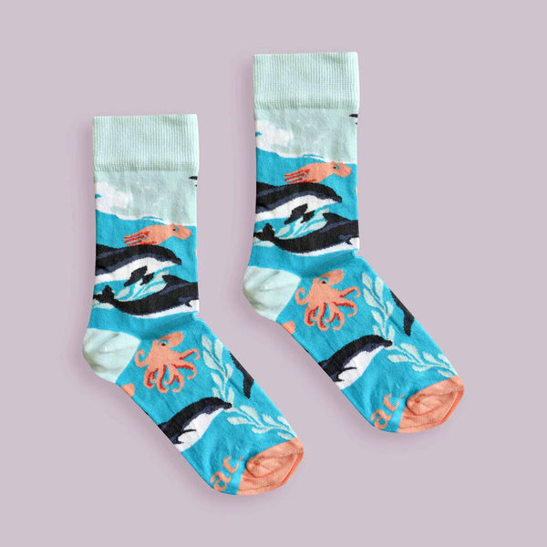 Ladies’ Dolphin Party socks | Designer Sea life themed products