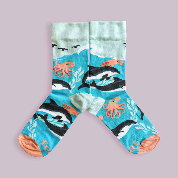 Ladies’ Dolphin Party socks | Designer Sea life themed products