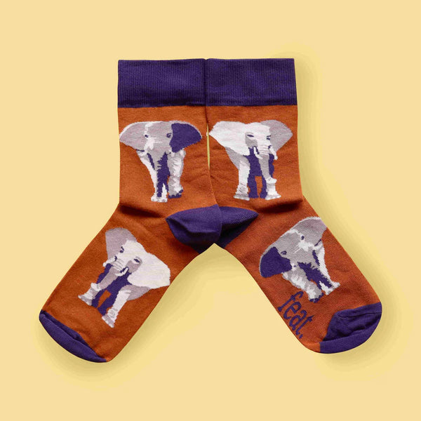 Ladies’ Rust Elephant socks