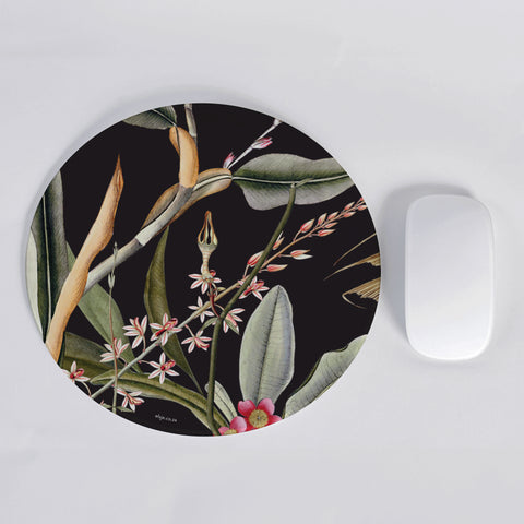 Florgeous Black Round Mousepad