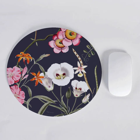 Florgeous Navy Round Mousepad