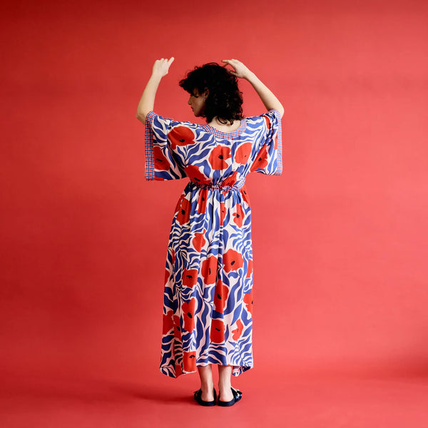 Kimbo Dress - Red Poppy & Check