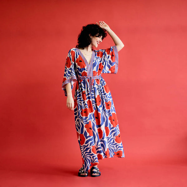 Kimbo Dress - Red Poppy & Check