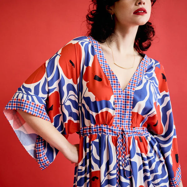 Kimbo Dress - Red Poppy & Check