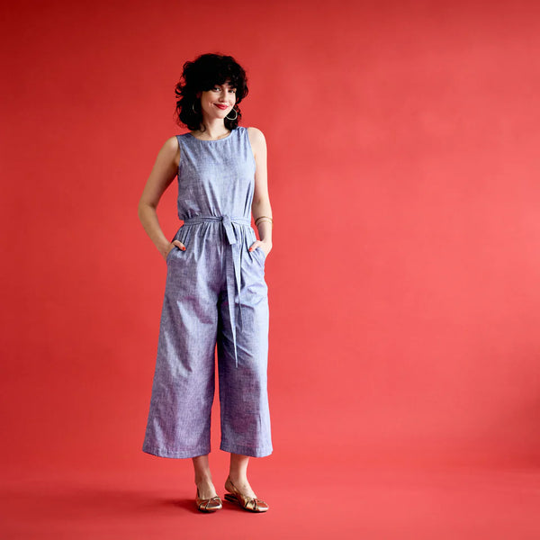 Reversible Toucan Jumpsuit - Cobalt Chambray