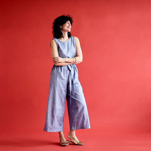 Reversible Toucan Jumpsuit - Cobalt Chambray