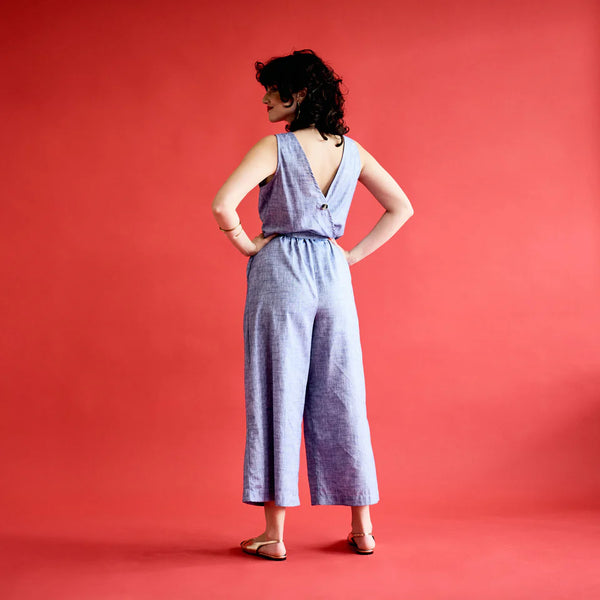 Reversible Toucan Jumpsuit - Cobalt Chambray